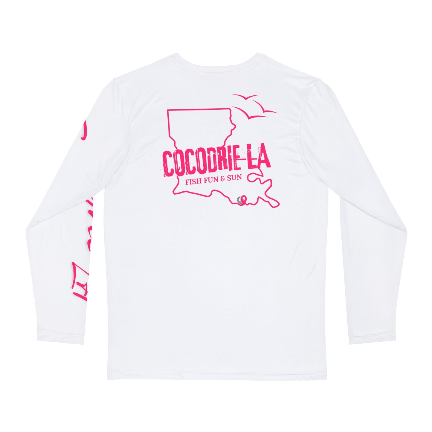 Long Sleeve Fishing Shirt - White - Pink Cocodrie LA Collection