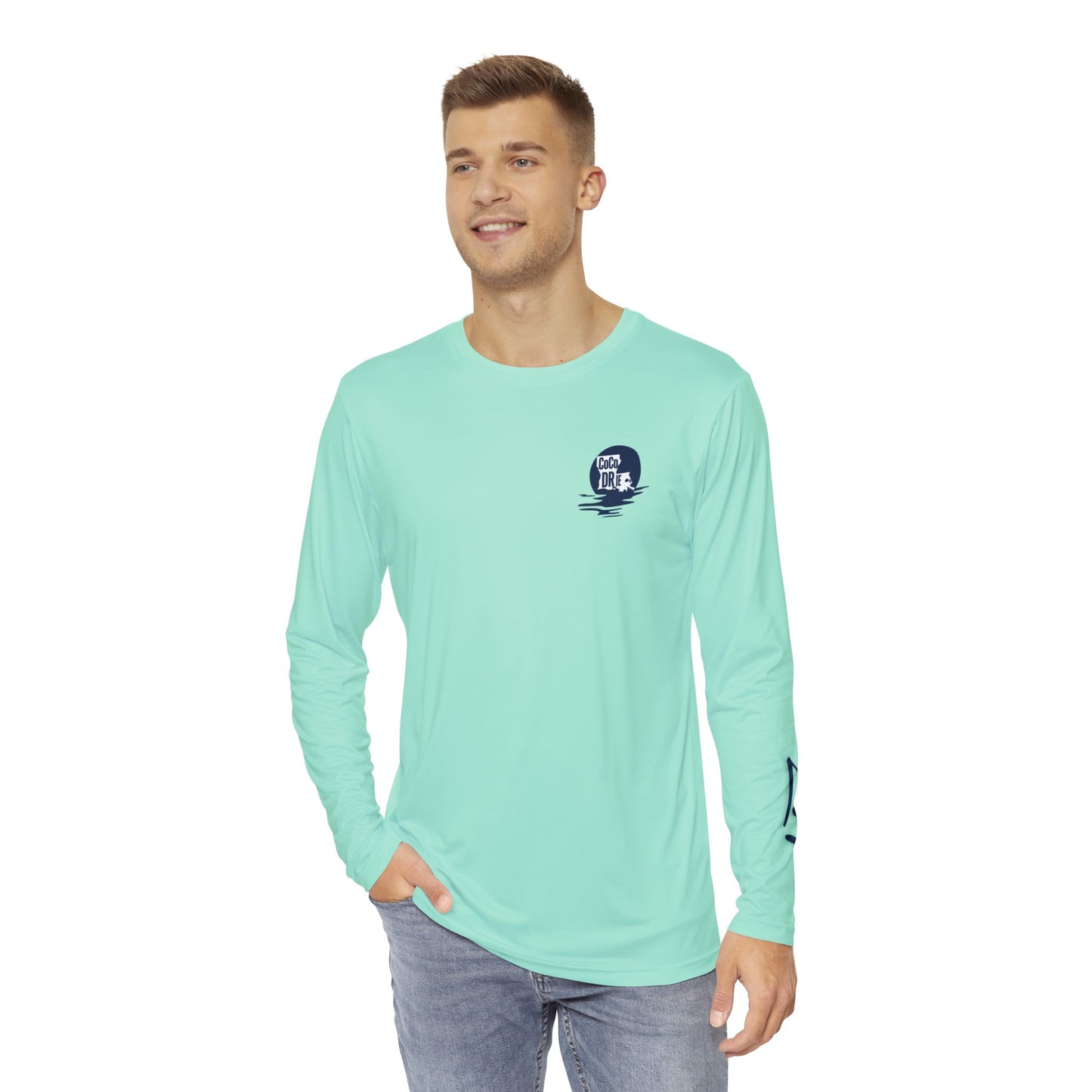Long Sleeve Fishing Shirt - Seafoam Green - Navy Cocodrie LA Collection