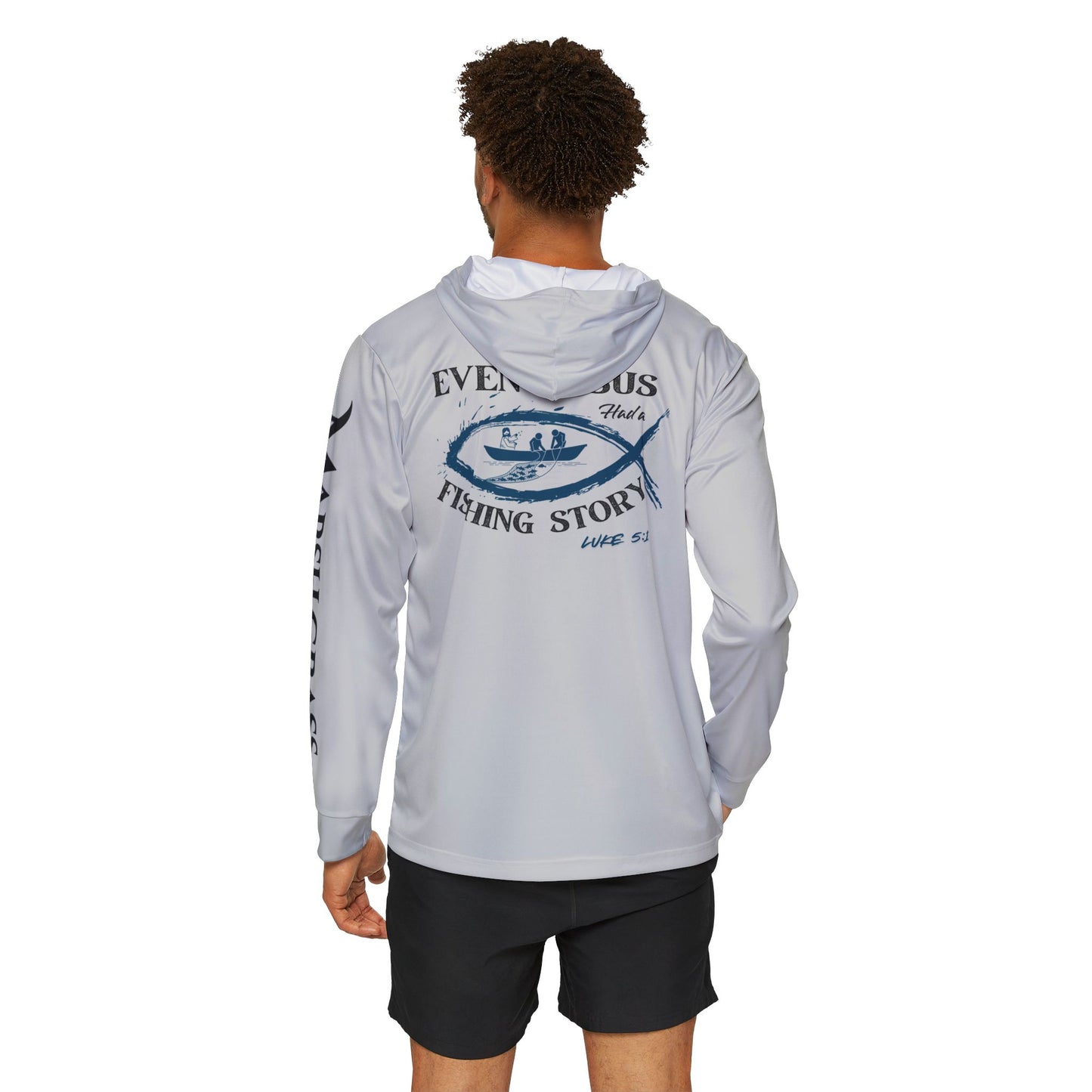 Luke 5:1-11 Hooded Long Sleeve Performance Shirt – Grey - Marsh Grass Outfitters Collection