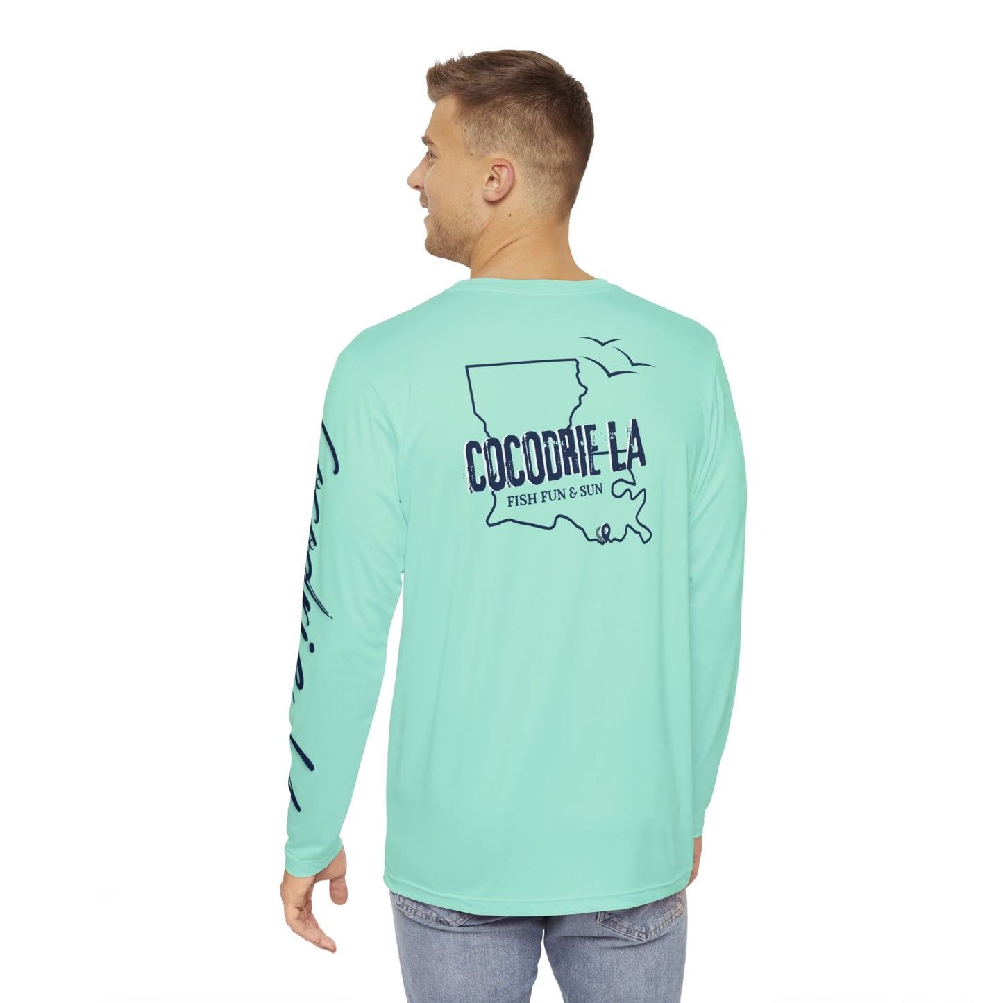 Long Sleeve Fishing Shirt - Seafoam Green - Navy Cocodrie LA Collection