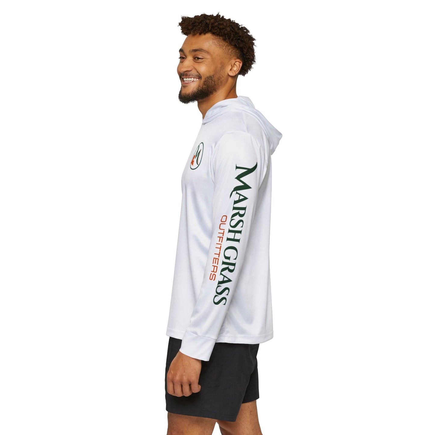 Hooded Long Sleeve Performance Shirt – White - Marsh Grass Outfitters Collection