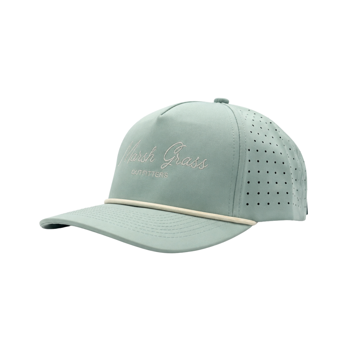 Embroidered Seafoam Green Rope Hat