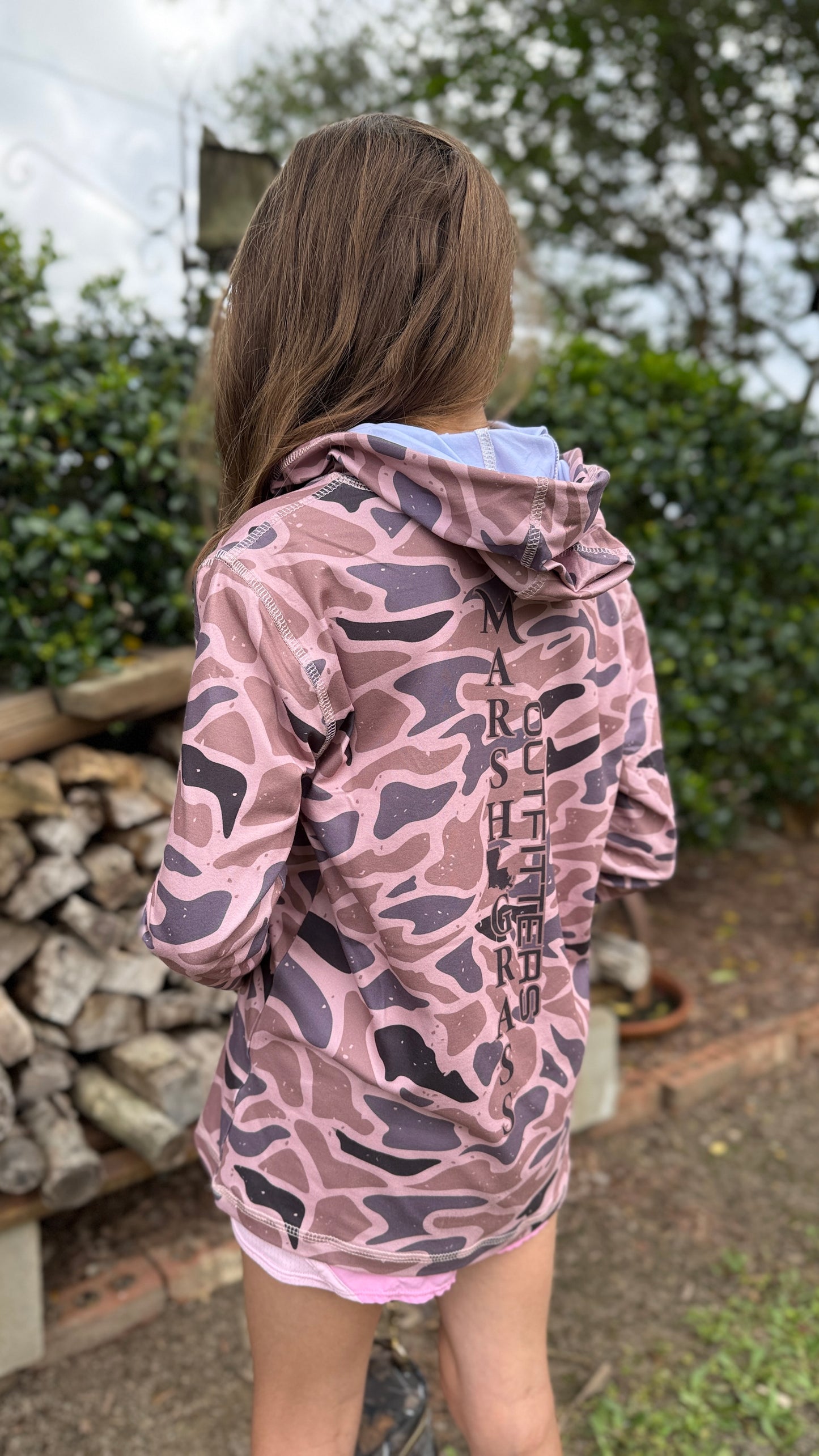Youth Claystone Camo Hooded Lifestyle Shirt