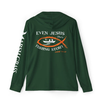 Luke 5:1-11 Hooded Long Sleeve Performance Shirt – Hunter Green - Marsh Grass Outfitters Collection