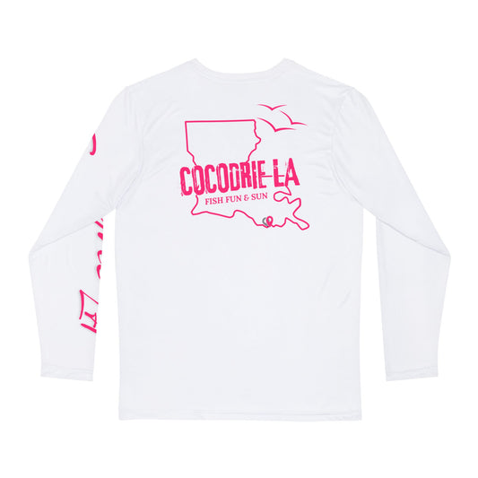Long Sleeve Fishing Shirt - White - Pink Cocodrie LA Collection