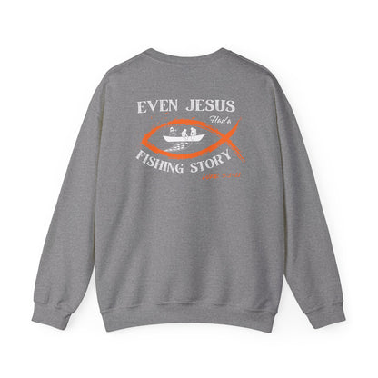 Jesus Fishing Story Crewneck ~ Orange