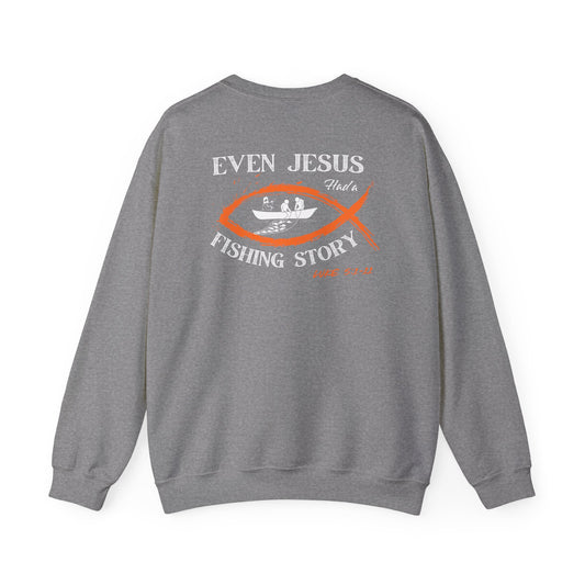 Jesus Fishing Story Crewneck ~ Orange