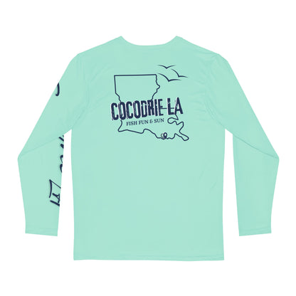 Long Sleeve Fishing Shirt  - Seafoam Green - Navy Cocodrie LA Collection
