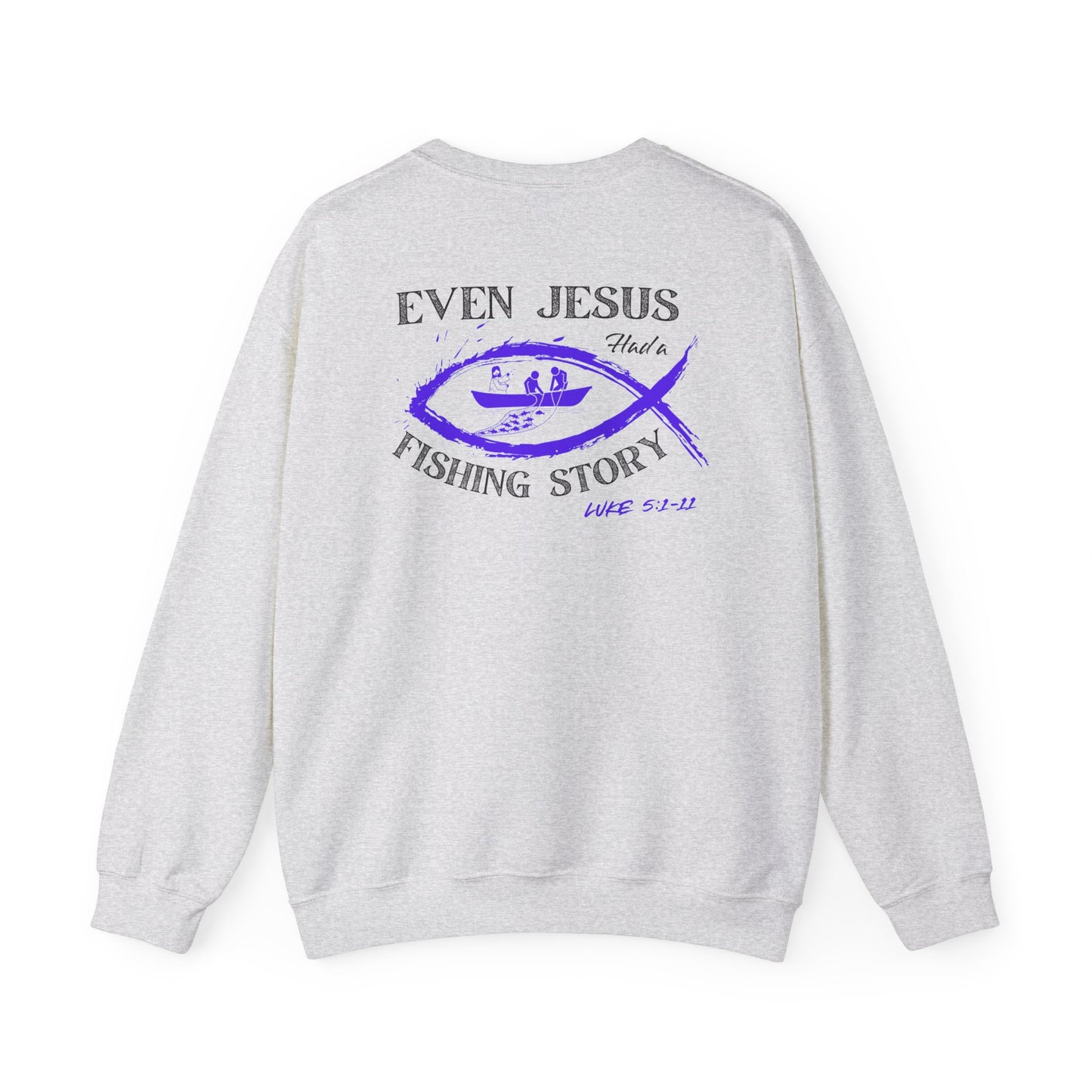 Jesus Fishing Story Crewneck ~ Purple