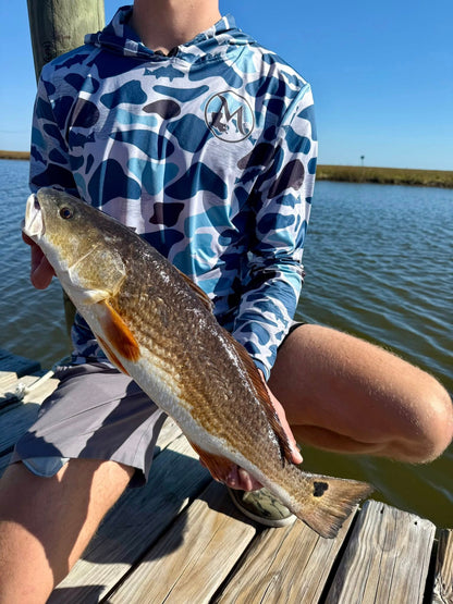 Blue Camo Hooded Performance Shirt