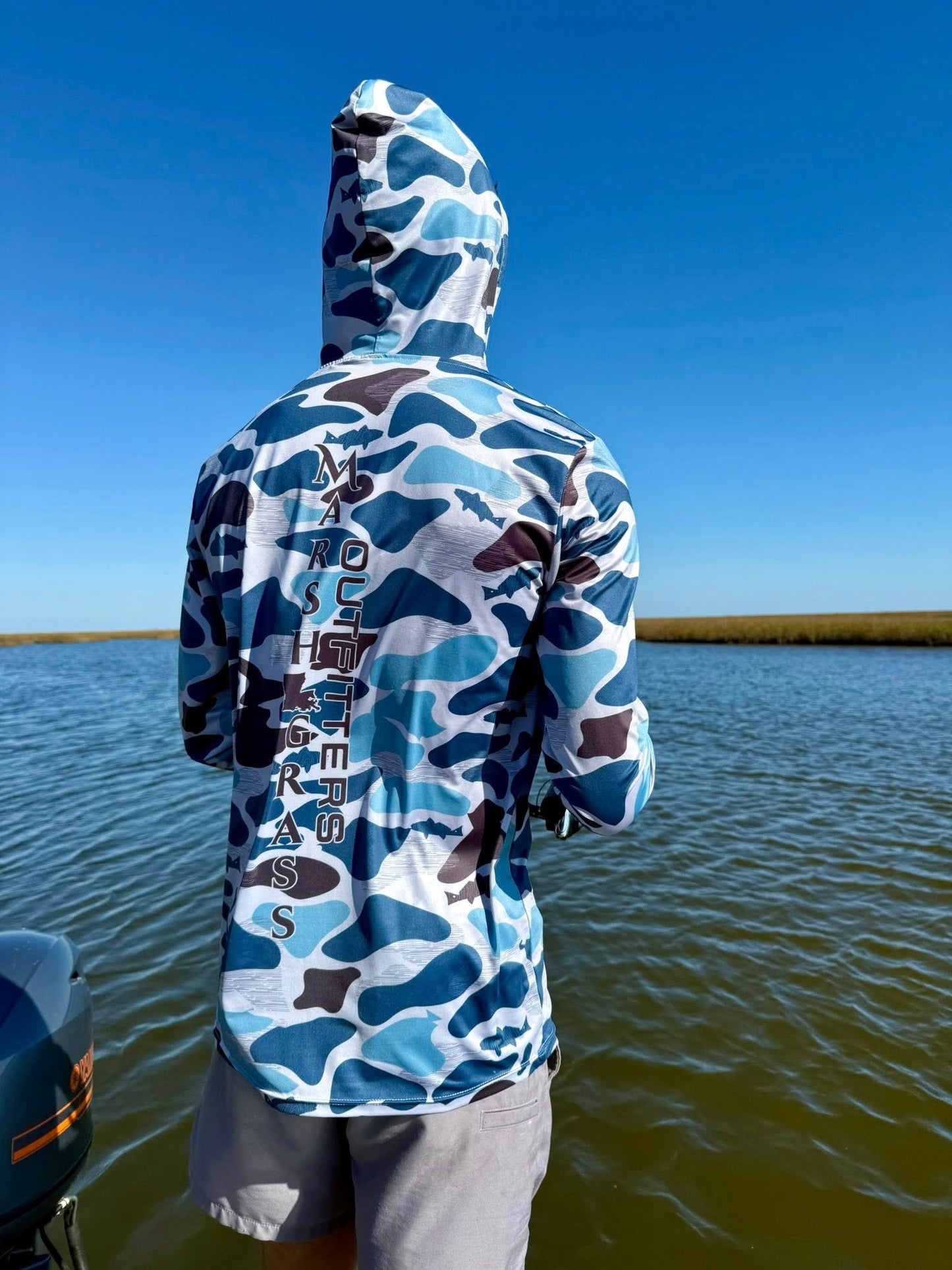 Blue Camo Hooded Performance Shirt