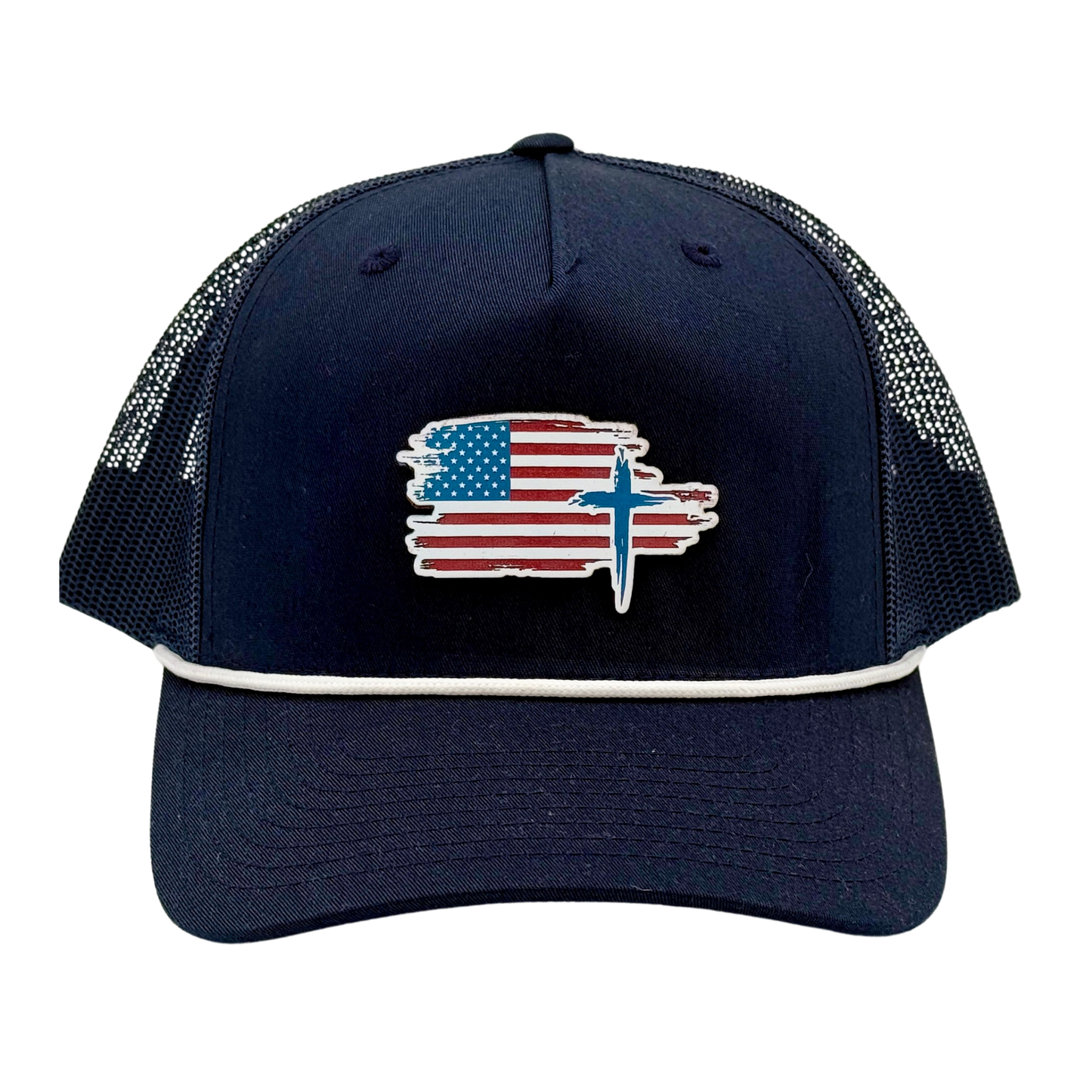 American Flag/Cross Rope Hat