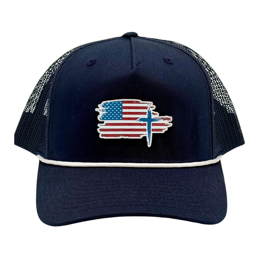 American Flag/Cross Rope Hat