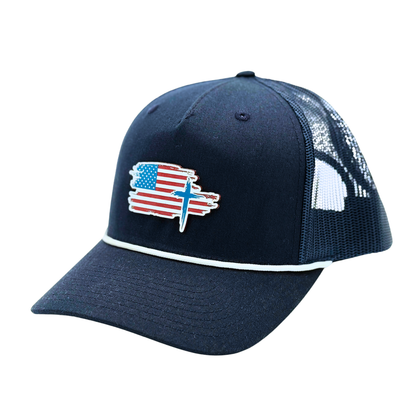 American Flag/Cross Rope Hat