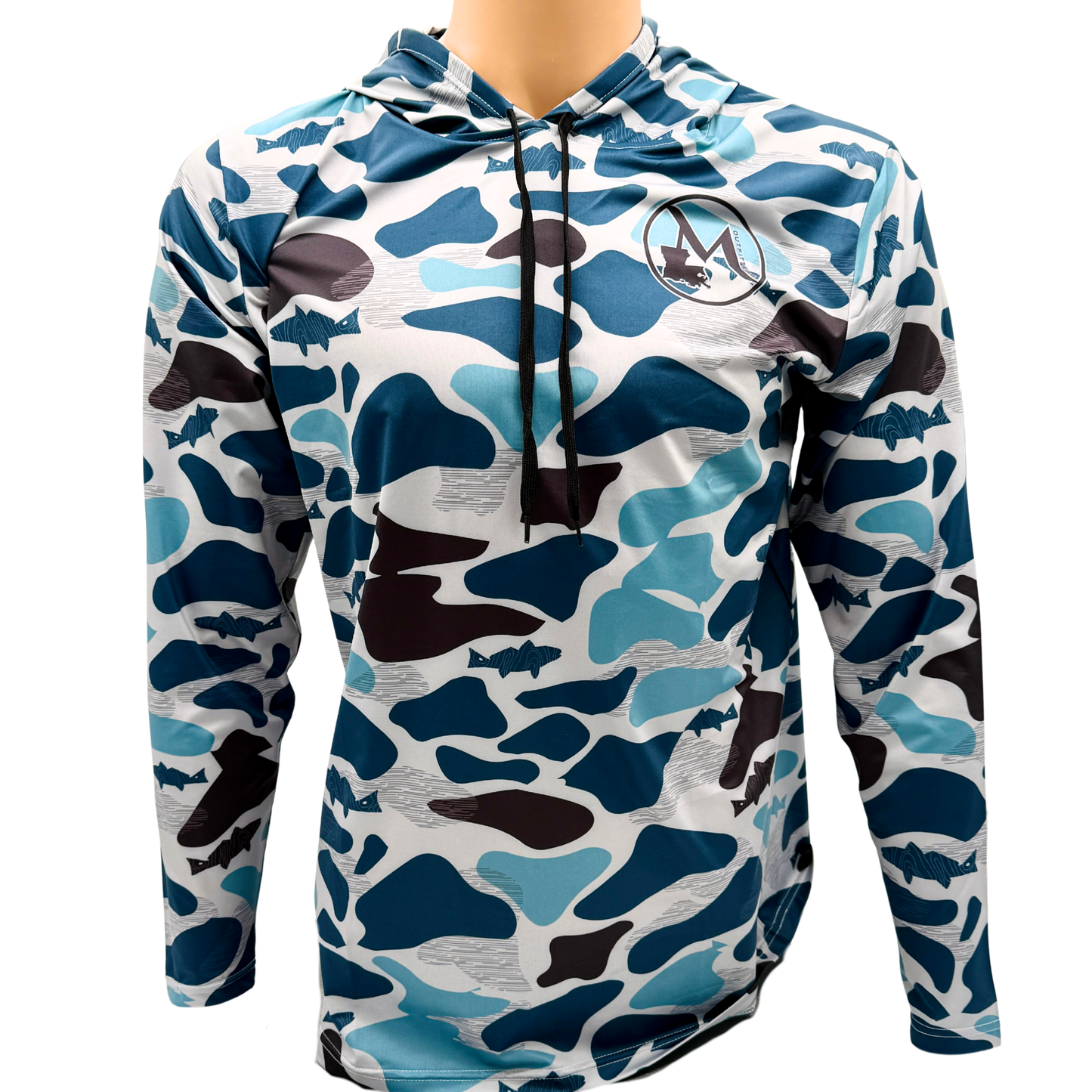 Blue Camo Hooded Performance Shirt