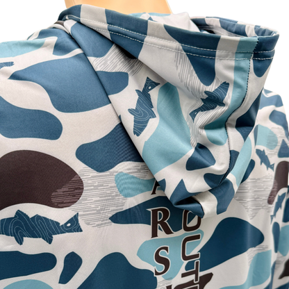 Blue Camo Hooded Performance Shirt
