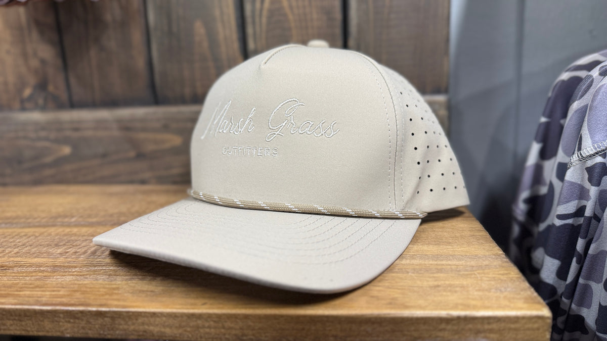 Embroidered Tan Rope Hat