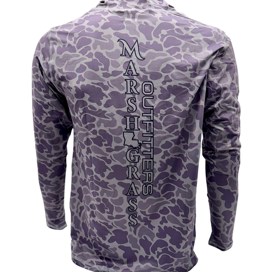Youth Purple Camo Hooded Lifestyle Shirt